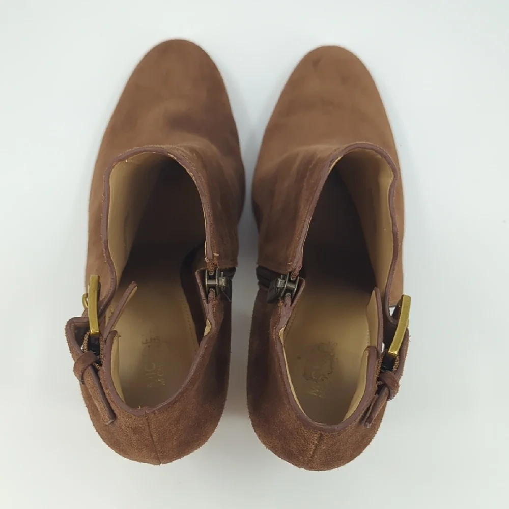 MICHAEL KORS Adams Cutout Suede Booties Brown Sz 10 - Picture 5 of 9
